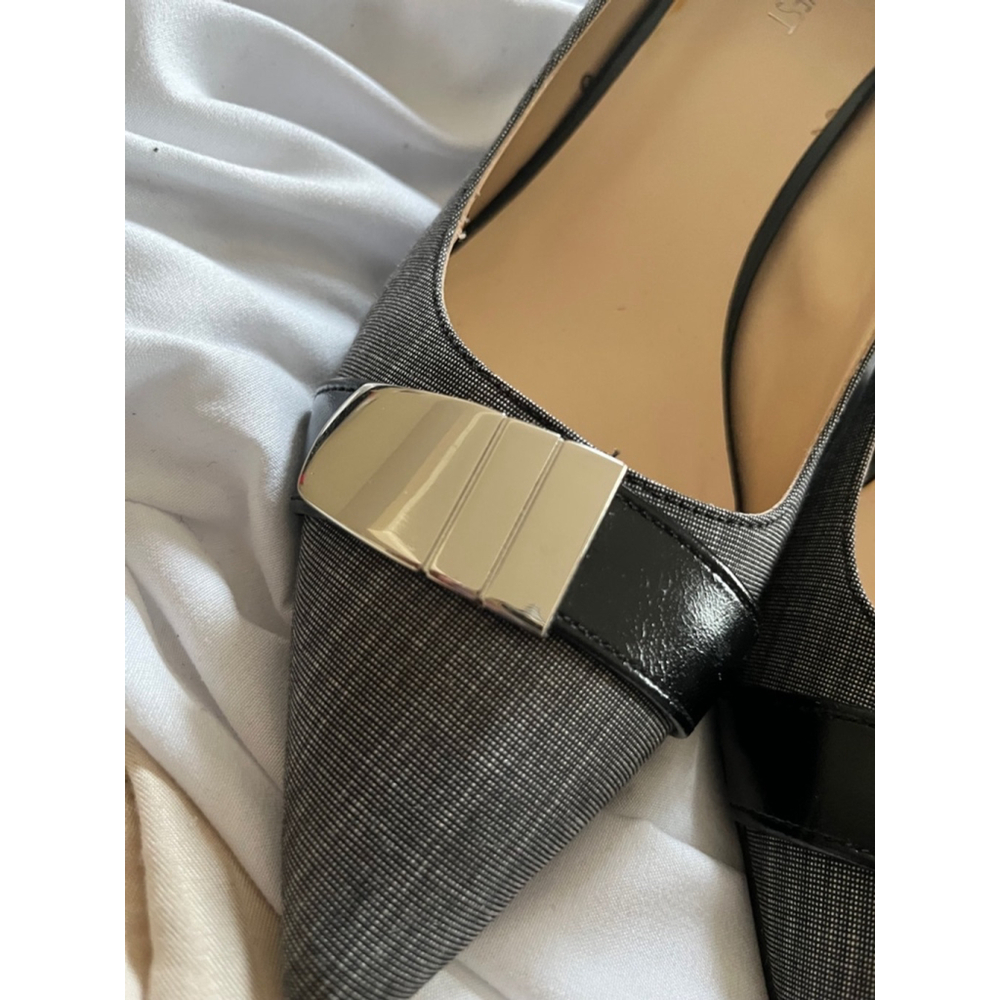 GUC Women's Nine West Heels Size 9M Gray and Black - Picture 2 of 8